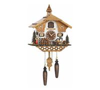 Trenkle Orologio a cucù al quarzo Casetta tipo Foresta Nera con uomo che beve birra e ruota del mulino in movimento, con musica TU 4214 QM