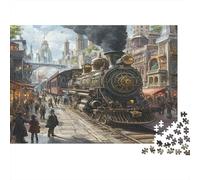 Treno a vapore Jigsaw Puzzle Impossibili 1000Pcs strada città Decorazione Per La Casa. Rilassamento E Intelligence Per Adulti E Bambini Da 12 Anni 1000pcs (75x50cm)