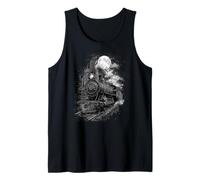 Treno a Vapore Luna Piena Notte Ferrovia Retro Art Canotta