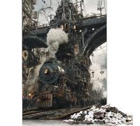 Treno a vapore Puzzle in Legno Adulto 300 Pezzi Puzzle Divertimento Gioco Decorazione Interna Unica Per Gioco Familiare Regalo Per Amore E Amico Stress Relief 300pcs (40x28cm)