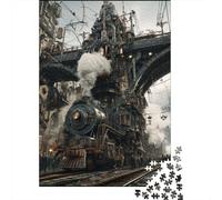 Treno a vapore Puzzle in Legnos 1000 Pezzi Puzzle Adulto Decorazione Interna Unica Divertimento Gioco Regalo Per Amore E Amico Per Gioco Familiare Stress Relief 1000pcs (75x50cm)