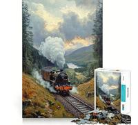Treno a vapore tra le montagne - Puzzle da 1000 pezzi per ragazzi - Gioco di logica e antistress - Taglio netto - Lista dei desideri di Babbo Natale 38x26cm