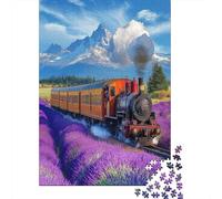 Treno che Passa attraverso Campi di Lavanda|Una scena di velocità e tranquillità| Puzzle Divertenti Per Tutta La Famiglia 38x26cm/1000pcs Adulti
