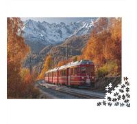 Treno che Passa Attraverso le Montagne Jigsaw Puzzle 1000pcs (75x50cm) Adulti Alberi autunnali Puzzle Gioco EduGattoivo Decorazioni Per La Casa