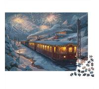 Treno del festival Scorre attraverso le montagne innevate di notte 1000pcs (75x50cm) Puzzle Adatto Per Adulti E Folla Dai 14 Anni in Su