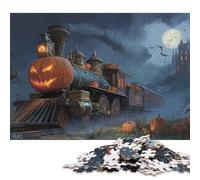 Treno di zucche di Halloween Puzzle in Legno Adulto 1000 Pezzi Decorazione Interna Unica Gioco Education Per Gioco Familiare Regalo Per Amore E Amico Stress Relief Toy 1000pcs (75x50cm)