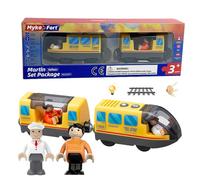 Treno elettrico lok ferroviario in legno (collegamento magnetico), treno locomotiva a batteria, potente treno motore compatibile con Thomas, set di treni a batteria, giocattolo per bambini, giallo