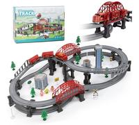 Treno Elettrico per Bambini 128 Pezzi, Treno Giocattolo con Segnali Stradali e Scene Urbane, Gioco Educativo Pista da Corsa per Bambini 3 4 5 6 7 Anni, Regalo di Natale per Ragazzi Ragazze