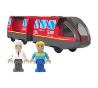 Treno Elettrico per Bambini, Locomotiva ad Azione a Batteria Connessione Magnetica, ferroviari in legno giocattolo ad alta velocità, Giocattolo Regali per Ragazze Ragazzi(Rosso)