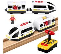 Treno Elettrico per Bambini, Locomotiva Elettrica a Batteria, Giocattolo Treno Playmobil, Trenino in Legno per Bambini dai 3 Anni, Compatibile con Brio e Thomas the Tank Engine