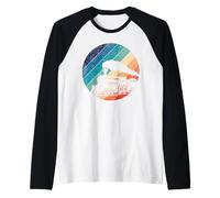 Treno Ferrovia Vintage Retro Locomotiva Vecchio Modello Maglia con Maniche Raglan