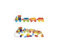 Treno in legno Orlando - Cubi da costruzione - Bambino - Rosso e giallo Beige, Rosso e giallo