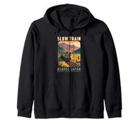 Treno Lento Attraverso Il Giappone Retro Campagna Railway Travel Felpa con Cappuccio
