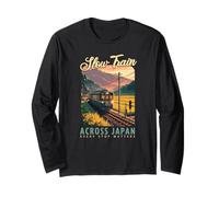 Treno Lento Attraverso Il Giappone Retro Campagna Railway Travel Maglia a Manica