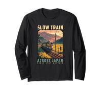 Treno Lento Attraverso Il Giappone Retro Campagna Railway Travel Maglia a Manica
