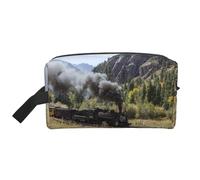 Treno locomotiva a vapore stampato carino, Borsa per il trucco Borsa per cosmetici Borsa da viaggio portatile da viaggio Borsa per trucco Organizer