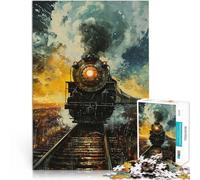 Treno locomotiva retrò Puzzle da 1000 pezzi per adulti Aiuta il cervello ad allenare i giocattoli che creano dipendenza per coltivare la pazienza Opera d'arte 38x26cm