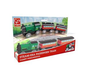 TRENO PASSEGGERI D'EPOCA in legno HAPE trenino E3719 magnetico 2 VAGONI E LOCOMO