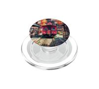 Treno rosso nel villaggio giapponese - Estetica anime PopSockets PopGrip per MagSafe