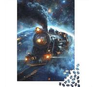 Treno Spaziale Puzzle 1000 Pezzi Puzzle per Adulti Carta Gioco di Puzzle 1000 Pezzi Notte Stellata Relax Famiglia Decor Casa Regalo 52x38cm/1000pcs
