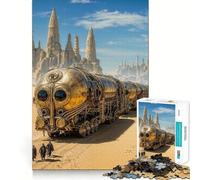 Treno steampunk nel deserto Puzzle da 1000 pezzi per adolescenti Ricorda Migliora Mente Calma Ritaglia Arte Chiara Collezionabile 38x52cm