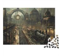 Treno Steampunk Station Puzzle 1000 Pezzi Idea Regalo Uomo E Donna Treno Steampunk Station Scene Giochi Educativo E Giocattoli Sfida Regalo Divertente Gioco Per Famiglie Per La Decorazione Della Casa