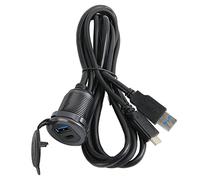 Trented Cavo per Montaggio a Incasso per Auto, Cavo per Montaggio a Incasso da Cruscotto per Auto Bello Durevole e Robusto Tipo C 3.0 USB 3.0 Maschio a Femmina per Moto