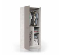 Trentiner Armadio H: 200 cm L: 90 cm con 2 ante, 3 ripiani interni e sbarra appendiabiti estraibile color Bianco Alpes e Basalto | Zante