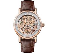 TRENTON The Herald - Orologio automatico da uomo, 40 mm, con quadrante scheletrato e cinturino in pelle, Marrone, moderno