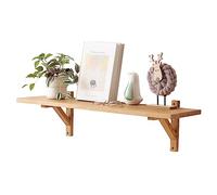 TREOAKWIS Mensola da Parete in Rovere, Mensola Galleggiante, Mensola Decorativa, Mensola da Muro in Massello di Rovere 2 Staffe Triangolari, Camera da Letto, Soggiorno, Cucina, Corridoio (80 cm)