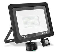 treoir Faretto con Sensore di Movimento 100W,10000LM Faretto LED da Esterno,6000K Faretti Led Esterno IP66 Impermeabile Faro LED per Cortile,Campo da Basket,Giardino(Bianco freddo,100W)