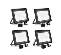 treoir Faretto con Sensore di Movimento 20W,2000LM Faretto LED da Esterno,3500K Faretti Led Esterno IP66 Impermeabile Faro LED per Cortile,Campo da Basket,Giardino(Bianco caldo-4pcs,20W)