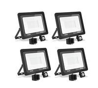treoir Faretto con Sensore di Movimento 30W,3000LM Faretto LED da Esterno,6000K Faretti Led Esterno IP66 Impermeabile Faro LED per Cortile,Campo da Basket,Giardino(Bianco freddo-4pcs,30W)