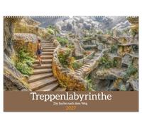 Treppenlabyrinthe - Die Suche nach dem Weg (Wandkalender 2027 DIN A2 quer), CALVENDO Monatskalender: Eine atemberaubende Reise durch Labyrinthe