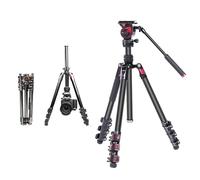 treppiede allungabile HUIOP MUFA-BK Supporto per treppiede pieghevole per fotocamera da 62,6 pollici con testa fluida in lega di alluminio, acità di carico di 5 kg/11 libbre, supporto per treppiede po