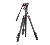 treppiede allungabile HUIOP MUKB Treppiede Professionale per Fotocamera da 63 pollici con Testa Video Treppiede Fluida in Fibra di Carbonio acità di Carico di 5 kg/11 libbre 4 Sezioni Treppiede Portat
