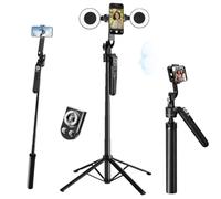 Treppiede automatico per iPhone con luce da 71 pollici Selfie Stick Treppiede segue il tuo movimento Treppiede per fotocamera del telefono a 360° con telecomando wireless per creatore di contenuti