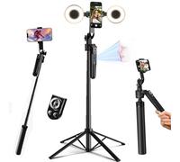 Treppiede automatico per iPhone con luce da 71 pollici Selfie Stick Treppiede segue il tuo movimento Treppiede per fotocamera del telefono a 360° con telecomando wireless per creatore di contenuti