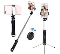 Treppiede Bluetooth Selfie Stick All-In-One Staccabile Bluetooth Selfie Stick con Treppiede Stand Estende fino a 34 pollici, per iPhone X/XS max/XR/XS/8/7/6/Plus, Samsung S7/S8/S9, Android (nero)