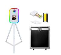 Treppiede compatibile con iPad Photo Booth Stand per 10,2"-33 cm Shell Stand Selfie Photobooth macchina per eventi di festa (bianco, macchin stampante)