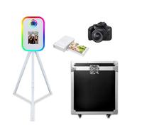 Treppiede compatibile con iPad Photo Booth Stand per 10,2"-33 cm Shell Stand Selfie Photobooth macchina per eventi di festa (bianco, macchin stampante+fotocamera)