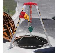 Treppiede compatto per spazi ristretti, treppiede di salvataggio con verricello da 816,5 kg e cavo metallico da 30 m, protezione anticaduta per lavori in altezza, ideale per alberi, centri commerciali