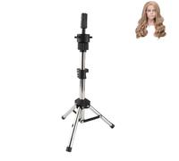 Treppiede con supporto per testa per parrucca, supporto per testa regolabile per parrucchiere, modello per salone, supporto per manichino, argento, per corsi di bellezza e styling