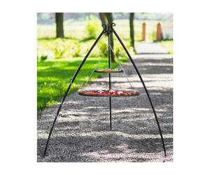 Treppiede da Barbecue 200 cm con 2 Griglie in Acciaio Inox da 80 cm e 40 cm, Pieghevole e Resistente agli Agenti Atmosferici - Fatto a Mano in Europa