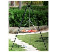 Treppiede da Barbecue in Acciaio Inossidabile da 180 cm e Griglia da 50 cm, Resistente agli Agenti Atmosferici e Pieghevole