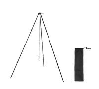Treppiede da Campeggio per Cucinare Treppiede da Campeggio Regolabile a Quattro Sezioni con Catena di Sospensione Regolabile Adatto per Campeggio, Falò, Forno Olandese, Barbecue All'aperto(Black,S)