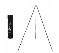 Treppiede da Campeggio per Cucinare Treppiede da Campeggio Regolabile a Quattro Sezioni con Catena di Sospensione Regolabile Adatto per Campeggio, Falò, Forno Olandese, Barbecue All'aperto(Black)