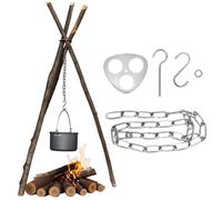 Treppiede da Campeggio - Trasforma i Rami in un Treppiede per Falò, Con Catena Regolabile per Appendere Pentole, Accessori per Cucinare Sul Fuoco Aperto per Campeggio, Sport All'aria Aperta