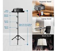 Treppiede da pavimento per proiettore Supporto da 90/125 cm Treppiede per laptop Miscelatore ad altezza regolabile Scrivania da tavolo Supporto da scrivania per computer esterno con vassoio