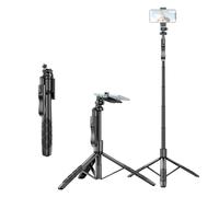 Treppiede da tavolo stabile HUIOP Treppiede da tavolo multifunzione per selfie stick da 60 pollici con asta telescopica a 6 sezioni Testa a sfera ruotabile a con impugnatura anti-vibrazione Clip per t